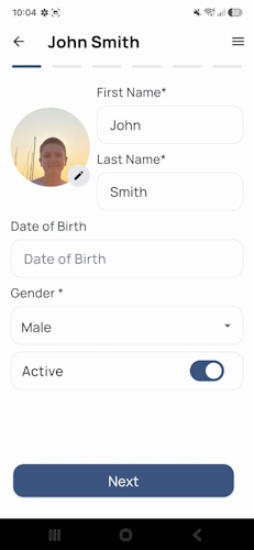 Member management screen in the DojoExpert app